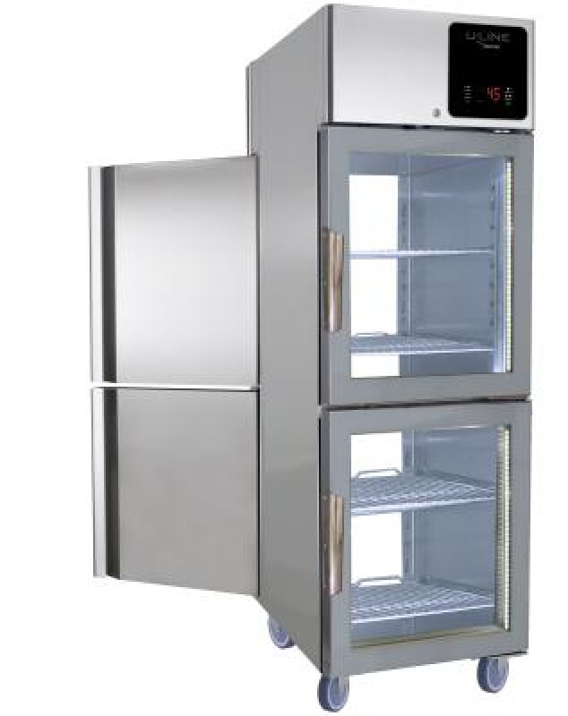 25 cu ft Pass-Thru Refrigerator, 2 Half Front Door Glass, 2 Half Back Door Solid UCRP225GS31A