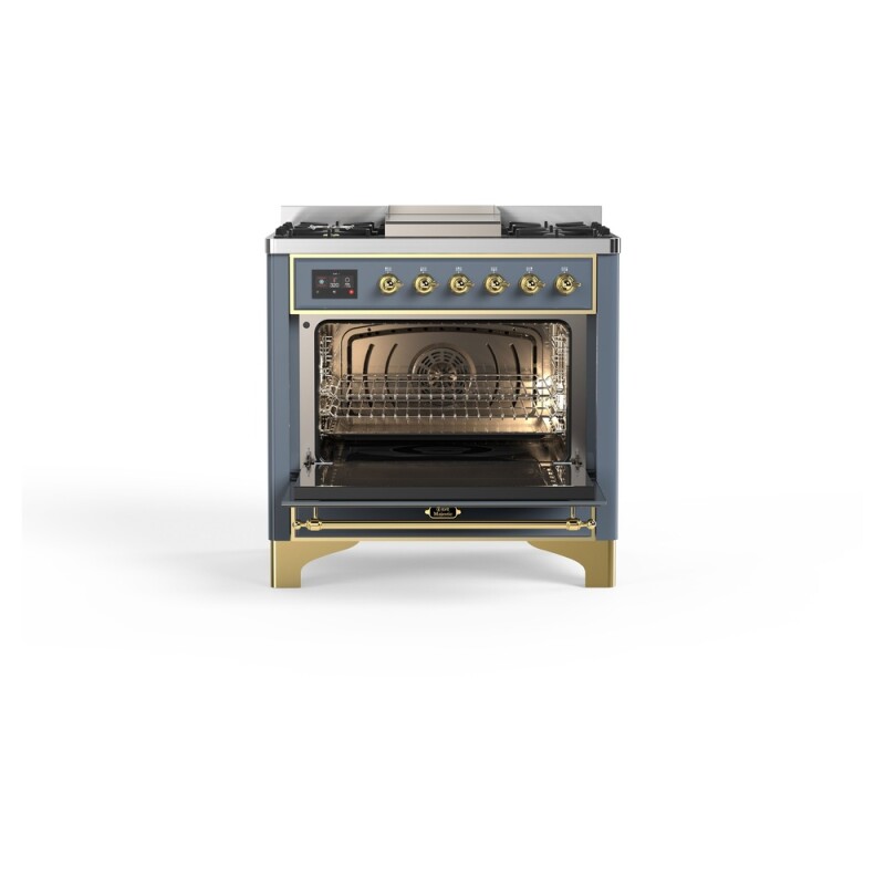Majestic II Series 36 inch Freestanding Dual Fuel Range with Natural Gas, 6 Sealed Brass Burners, 3.5 cu. ft. Total Oven Capacity, Griddle, Convection Oven, Continuous Grates, Viewing Window, UM09FDNS3BGG