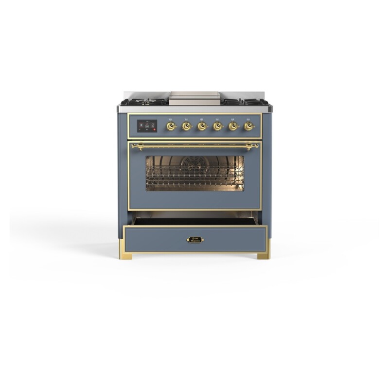 Majestic II Series 36 inch Freestanding Dual Fuel Range with Natural Gas, 6 Sealed Brass Burners, 3.5 cu. ft. Total Oven Capacity, Griddle, Convection Oven, Continuous Grates, Viewing Window, UM09FDNS3BGG