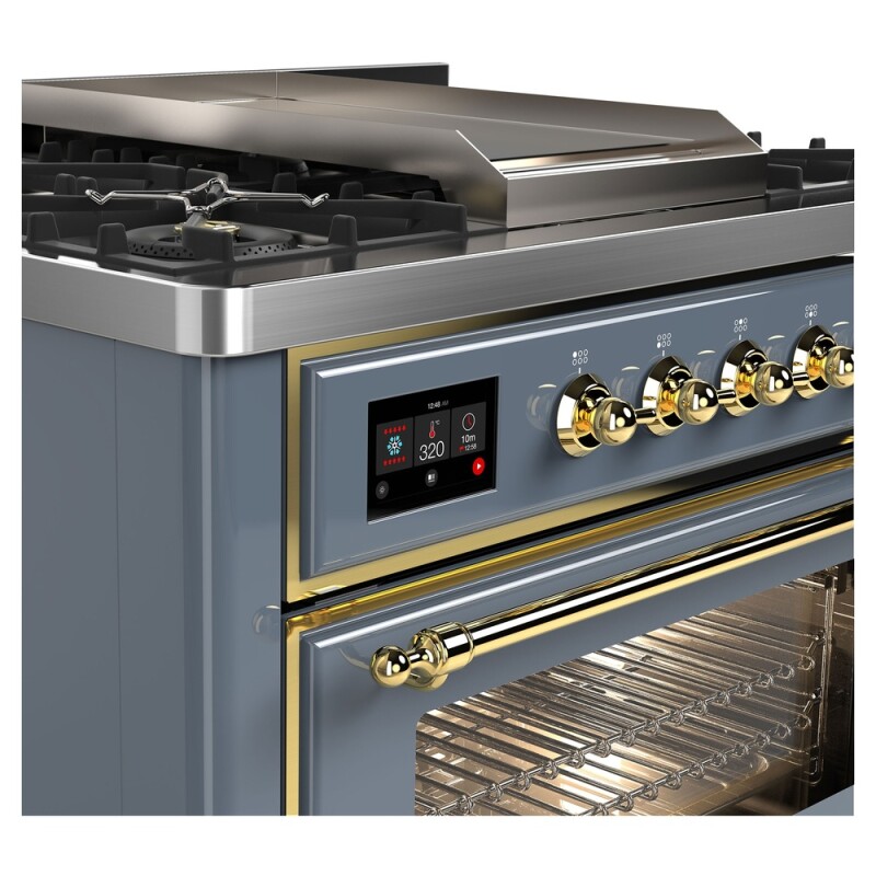 Majestic II Series 36 inch Freestanding Dual Fuel Range with Natural Gas, 6 Sealed Brass Burners, 3.5 cu. ft. Total Oven Capacity, Griddle, Convection Oven, Continuous Grates, Viewing Window, UM09FDNS3BGG