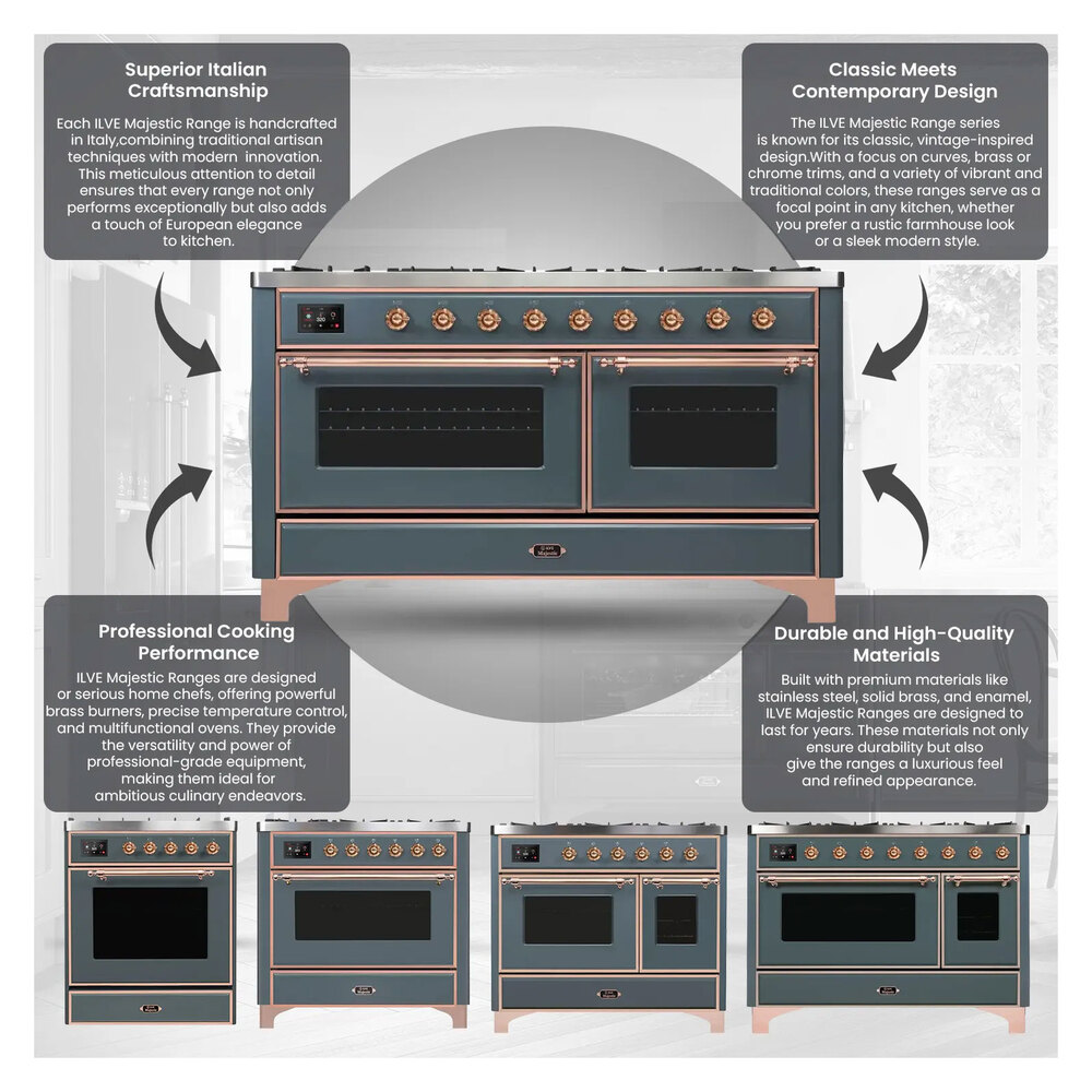 Majestic II Series 36" Dual Fuel Liquid Propane Freestanding Range UM09FDQNS3AWCLP