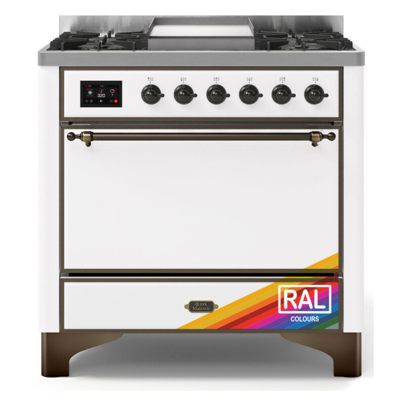 Majestic II 36 UM09FDQNS3RAB Freestanding Dual Fuel Range with 6 Sealed Burners with Griddle Single Oven with Solid Door with Bronze knobs UM09FDQNS3RABLP