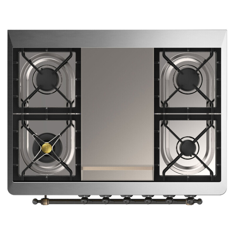Majestic II 36 UM09FDQNS3RAB Freestanding Dual Fuel Range with 6 Sealed Burners with Griddle Single Oven with Solid Door with Bronze knobs UM09FDQNS3RABLP