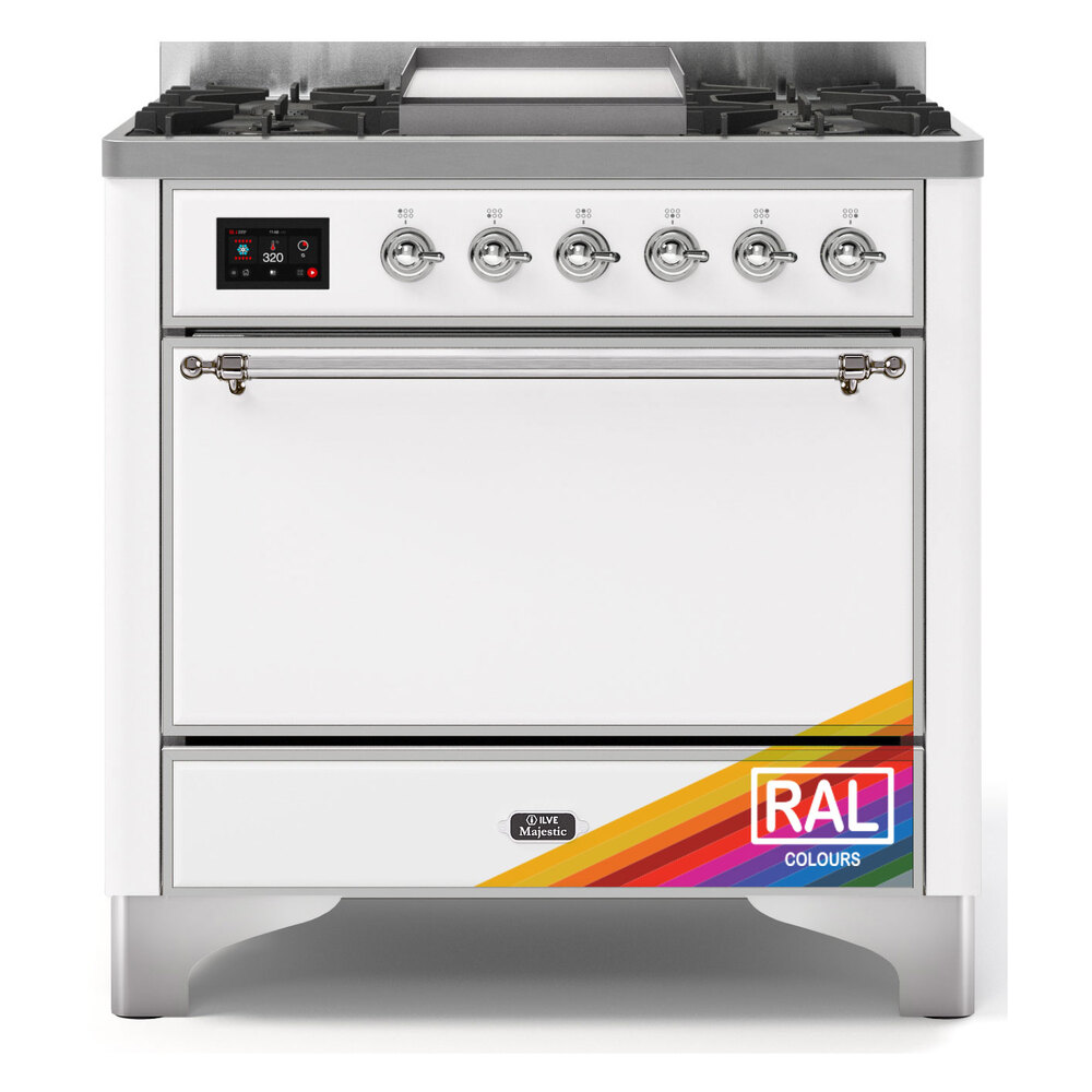 Majestic II 36 UM09FDQNS3RAC Freestanding Dual Fuel Range with 6 Sealed Burners with Griddle Single Oven with Solid Door with Chrome knobs UM09FDQNS3RACLP