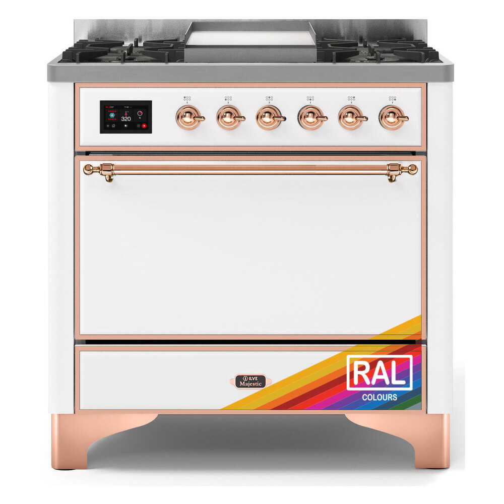 Majestic II 36 UM09FDQNS3RAP Freestanding Dual Fuel Range with 6 Sealed Burners with Griddle Single Oven with Solid Door with Copper knobs UM09FDQNS3RAP