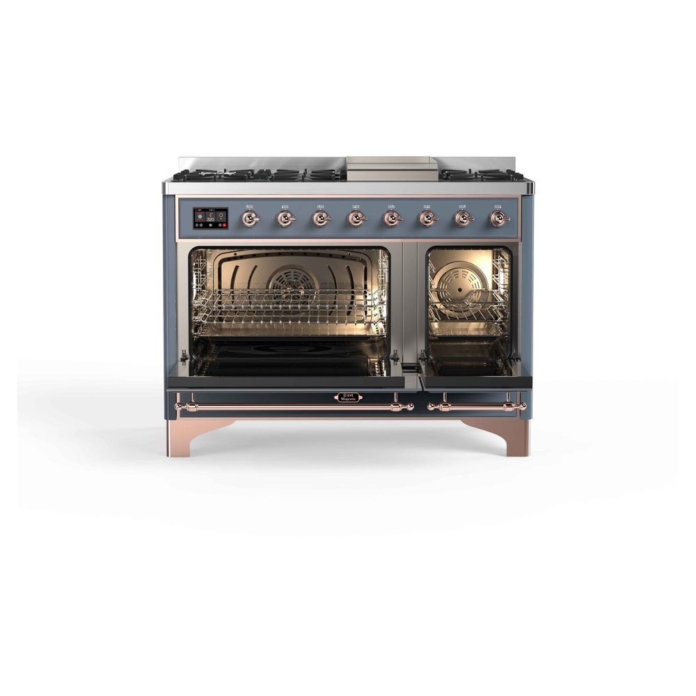 Majestic II Series 48 inch Freestanding Dual Fuel Range with Natural Gas, 8 Sealed Brass Burners, Double Ovens, 5.02 cu. ft. Total Oven Capacity, Griddle, Convection Oven, Continuous Grates,  UM12FDNS3BGP