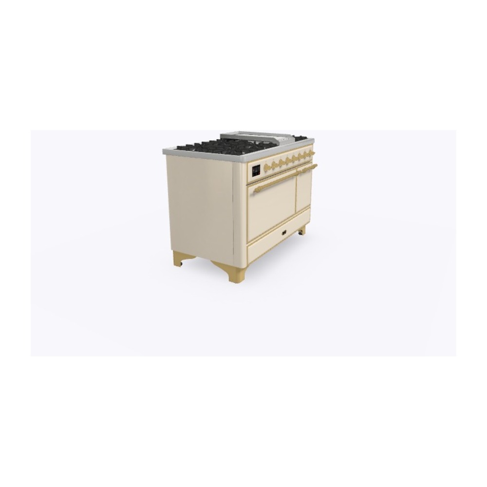 Majestic II Series 48 inch Freestanding Dual Fuel Range with Natural Gas, 8 Sealed Brass Burners, Double Ovens, 5.02 cu. ft. Total Oven Capacity, Griddle, Convection Oven, Continuous Grates, UM12FDQNS3AWG