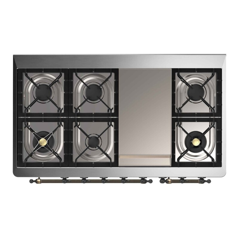 Majestic II Series 48 inch Freestanding Dual Fuel Range with Natural Gas, 8 Sealed Brass Burners, Double Ovens, 5.02 cu. ft. Total Oven Capacity, Griddle, Convection Oven, Continuous Grates,  UM12FDQNS3MGB