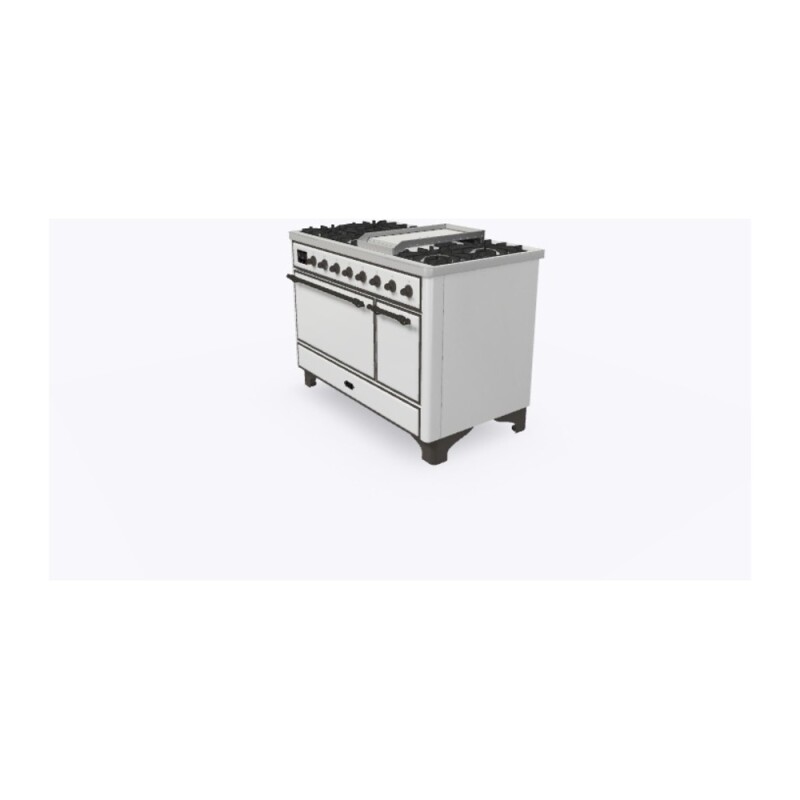 Majestic II Series 48 inch Freestanding Dual Fuel Range with Natural Gas, 8 Sealed Brass Burners, Double Ovens, 5.02 cu. ft. Total Oven Capacity, Griddle, Convection Oven, Continuous Grates, UM12FDQNS3WHB