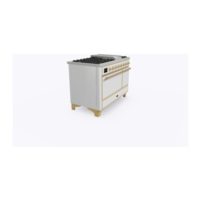 Majestic II Series 48 inch Freestanding Dual Fuel Range with Natural Gas, 8 Sealed Brass Burners, Double Ovens, 5.02 cu. ft. Total Oven Capacity, Griddle, Convection Oven, Continuous Grates, UM12FDQNS3WHG