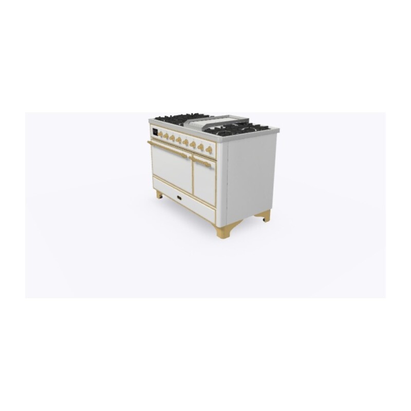 Majestic II Series 48 inch Freestanding Dual Fuel Range with Natural Gas, 8 Sealed Brass Burners, Double Ovens, 5.02 cu. ft. Total Oven Capacity, Griddle, Convection Oven, Continuous Grates, UM12FDQNS3WHG