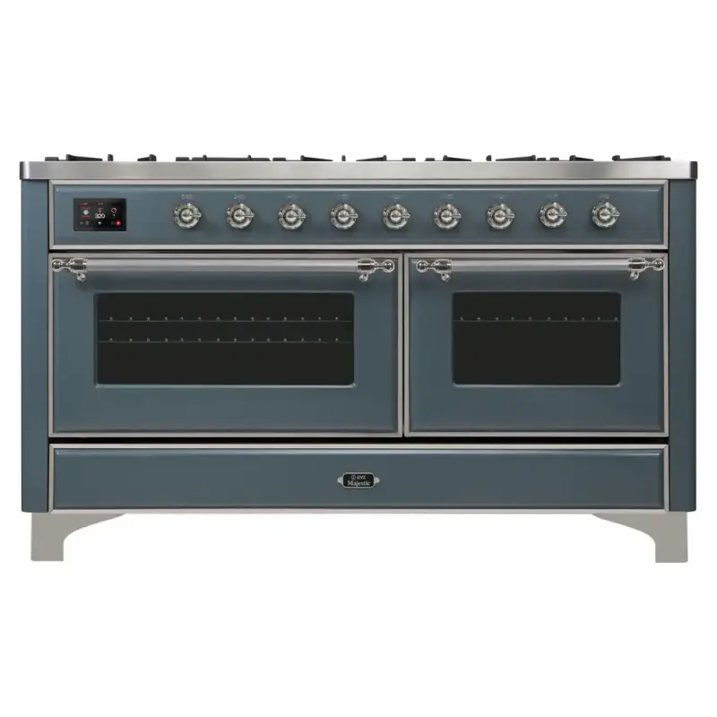 Majestic II Series 60 inch Freestanding Dual Fuel Range with Natural Gas, 9 Sealed Brass Burners, Double Ovens, 5.02 cu. ft. Total Oven Capacity, Griddle, Convection Oven, Continuous Grates,  UM15FDNS3BGC
