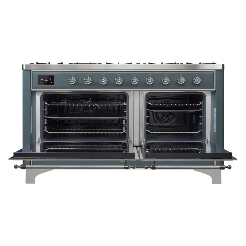 Majestic II Series 60 inch Freestanding Dual Fuel Range with Natural Gas, 9 Sealed Brass Burners, Double Ovens, 5.02 cu. ft. Total Oven Capacity, Griddle, Convection Oven, Continuous Grates,  UM15FDNS3BGC