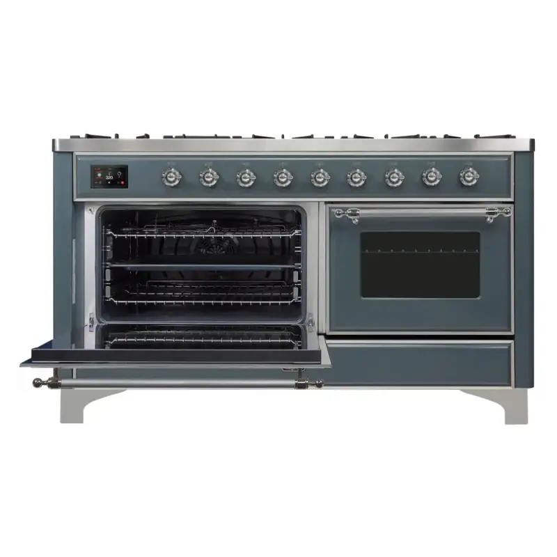 Majestic II Series 60 inch Freestanding Dual Fuel Range with Natural Gas, 9 Sealed Brass Burners, Double Ovens, 5.02 cu. ft. Total Oven Capacity, Griddle, Convection Oven, Continuous Grates,  UM15FDNS3BGC