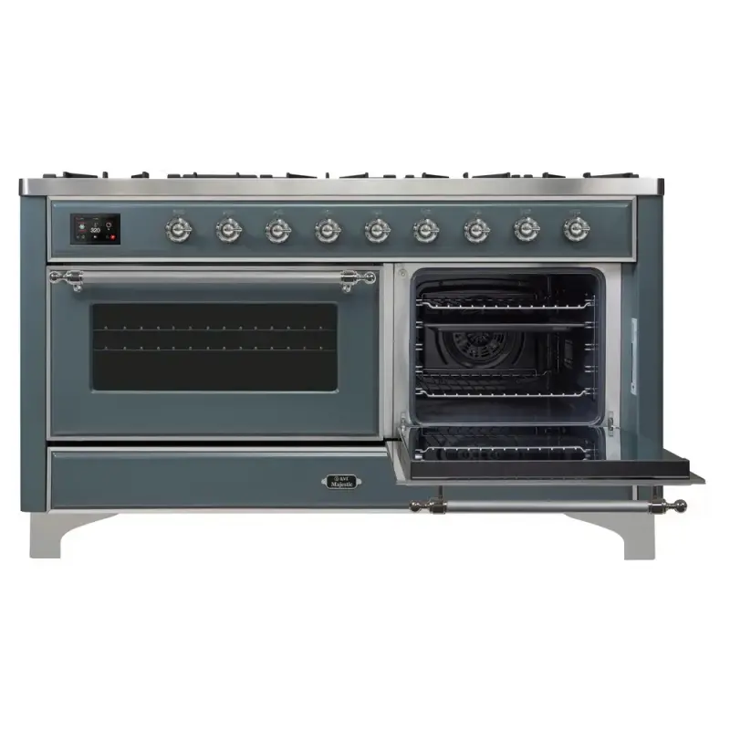 Majestic II Series 60 inch Freestanding Dual Fuel Range with Natural Gas, 9 Sealed Brass Burners, Double Ovens, 5.02 cu. ft. Total Oven Capacity, Griddle, Convection Oven, Continuous Grates,  UM15FDNS3BGC