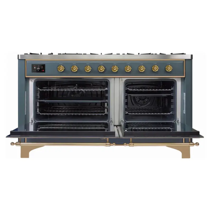 Majestic II Series 60 inch Freestanding Dual Fuel Range with Natural Gas, 9 Sealed Brass Burners, Double Ovens, 5.02 cu. ft. Total Oven Capacity, Griddle, Convection Oven, Continuous Grates,  UM15FDNS3BGG