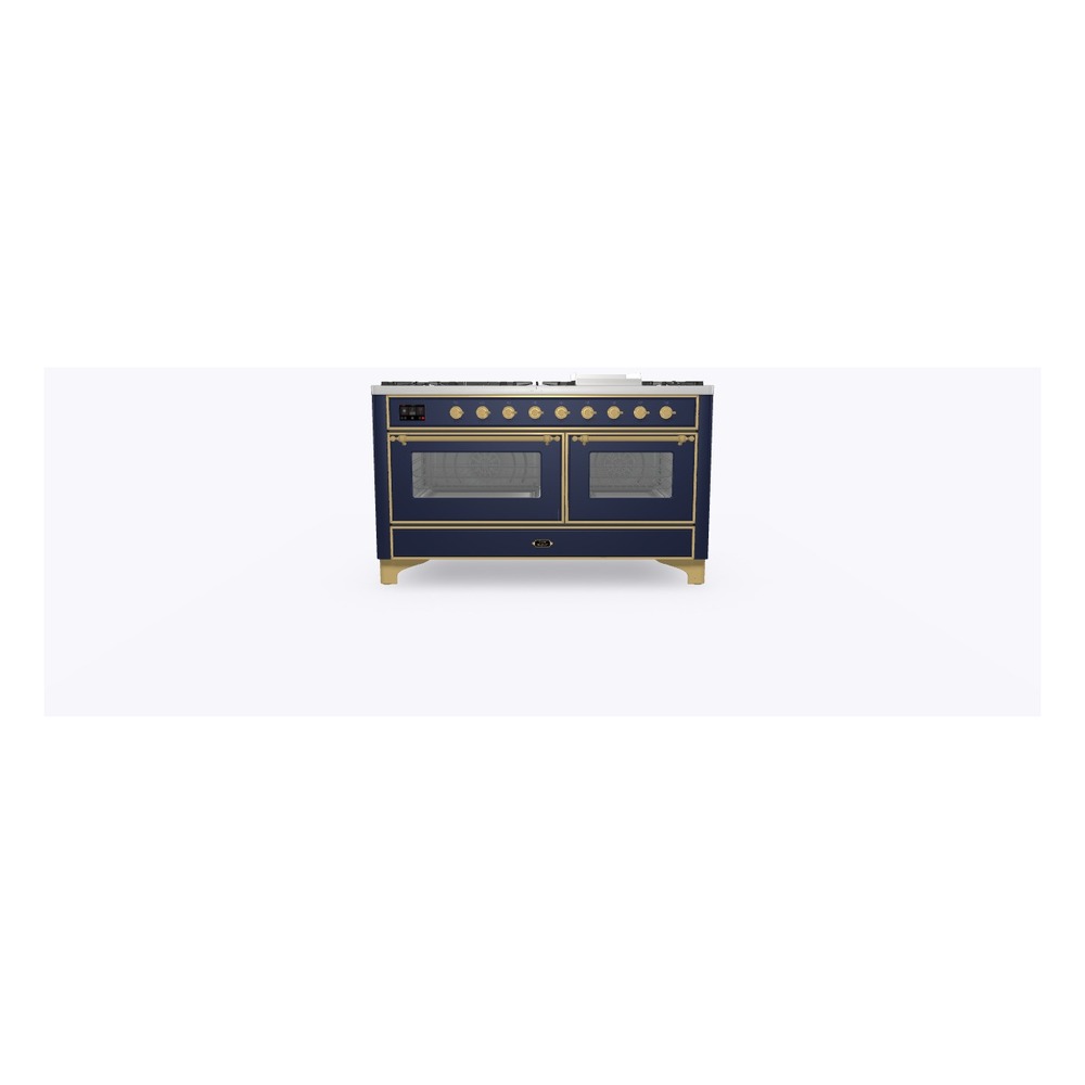 Majestic II Series 60 inch Freestanding Dual Fuel Range with Natural Gas, 9 Sealed Brass Burners, Double Ovens, 5.02 cu. ft. Total Oven Capacity, Griddle, Convection Oven, Continuous Grates,  UM15FDNS3MBG