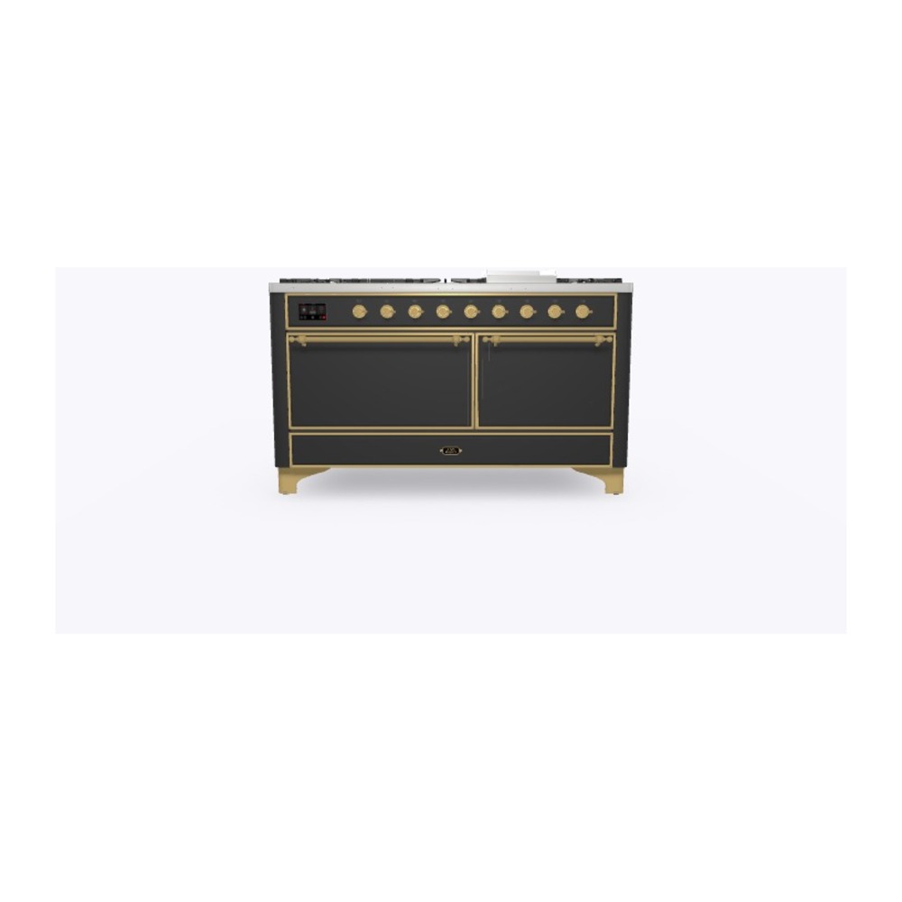 Majestic II Series 60 inch Freestanding Dual Fuel Range with Natural Gas, 9 Sealed Brass Burners, Double Ovens, 5.02 cu. ft. Total Oven Capacity, Griddle, Convection Oven, Continuous Grates,  UM15FDQNS3MGG