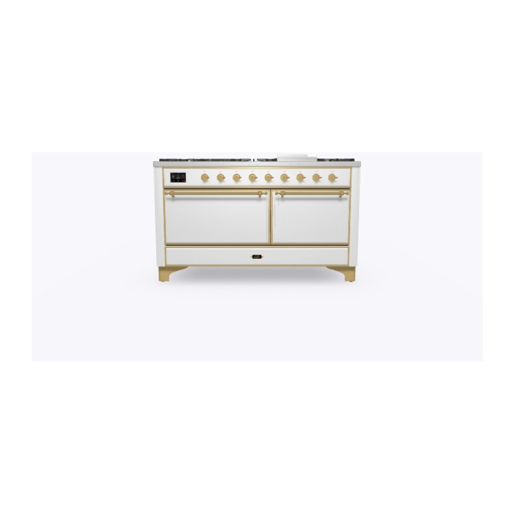 Majestic II Series 60 inch Freestanding Dual Fuel Range with Natural Gas, 9 Sealed Brass Burners, Double Ovens, 5.02 cu. ft. Total Oven Capacity, Griddle, Convection Oven, Continuous Grates,  UM15FDQNS3WHG