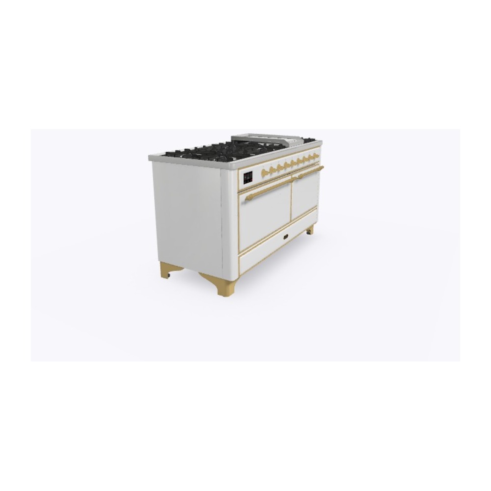 Majestic II Series 60 inch Freestanding Dual Fuel Range with Natural Gas, 9 Sealed Brass Burners, Double Ovens, 5.02 cu. ft. Total Oven Capacity, Griddle, Convection Oven, Continuous Grates,  UM15FDQNS3WHG
