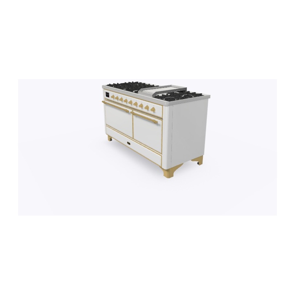 Majestic II Series 60 inch Freestanding Dual Fuel Range with Natural Gas, 9 Sealed Brass Burners, Double Ovens, 5.02 cu. ft. Total Oven Capacity, Griddle, Convection Oven, Continuous Grates,  UM15FDQNS3WHG