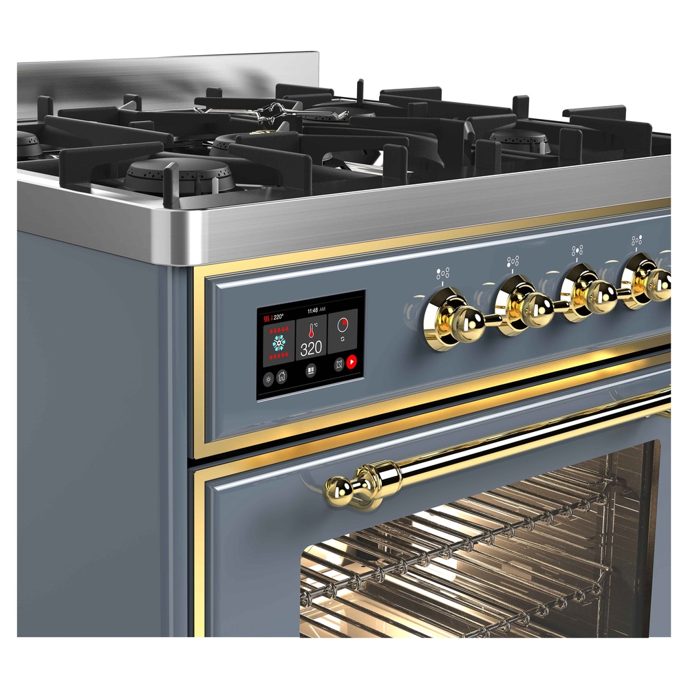 Majestic II Series 30 inch Freestanding Dual Fuel Range with Liquid Propane, 5 Sealed Brass Burners, 4 cu. ft. Total Oven Capacity, Convection Oven, Continuous Grates, Viewing Window, Storage UM30DNE3BGGLP