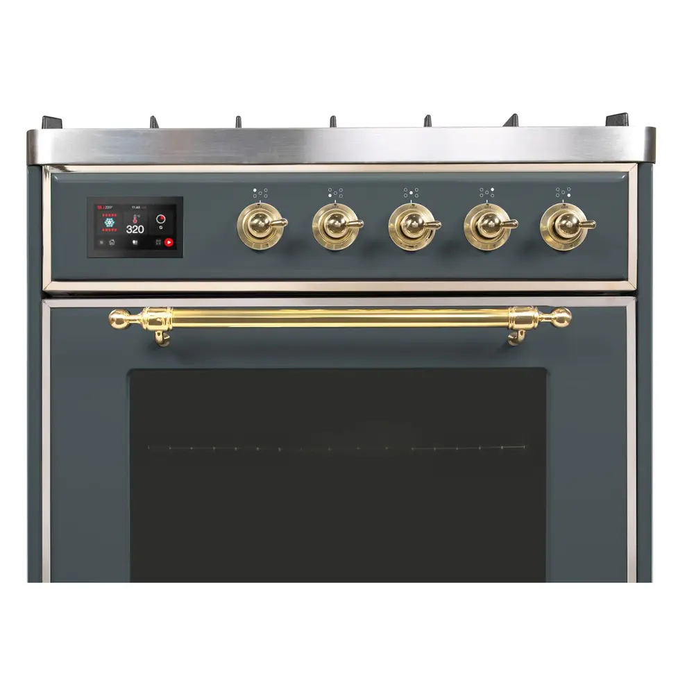 Majestic II Series 30 inch Freestanding Dual Fuel Range with Liquid Propane, 5 Sealed Brass Burners, 4 cu. ft. Total Oven Capacity, Convection Oven, Continuous Grates, Viewing Window, Storage UM30DNE3BGGLP