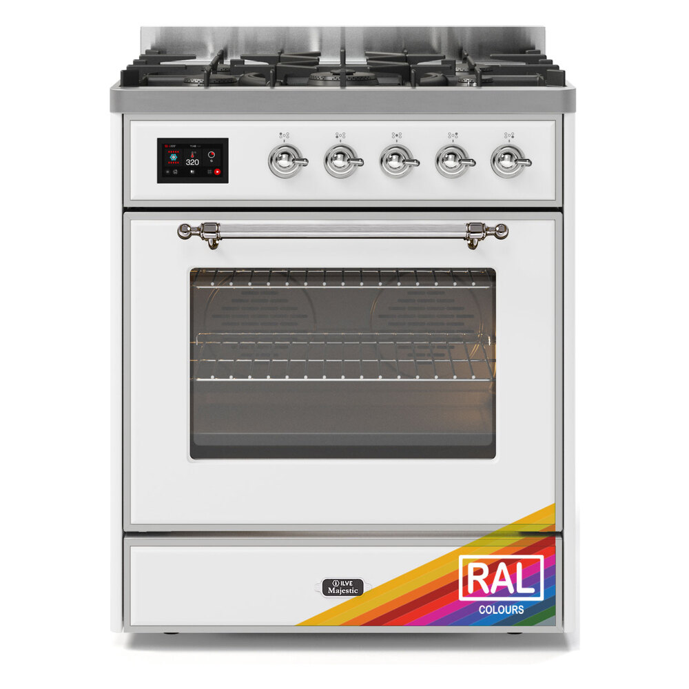 Majestic II 30 UM30DNE3RAC Freestanding Dual Fuel Range with 5 Sealed Burners Single Oven with Triple Glass Door with Chrome knobs UM30DNE3RAC