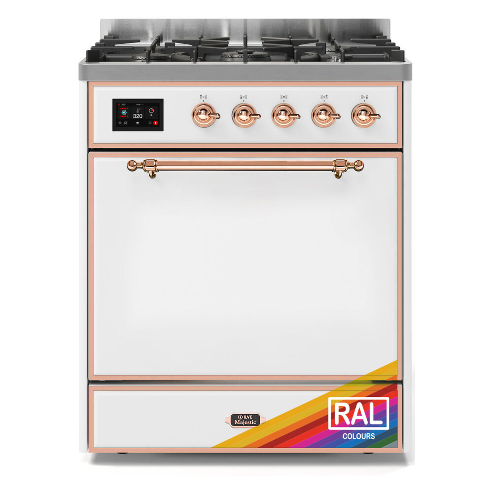 Majestic II 30 UM30DQNE3RAP Freestanding Dual Fuel Range with 5 Sealed Burners Single Oven with Solid Door with Copper knobs UM30DQNE3RAPLP
