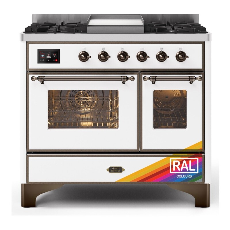 Majestic II 40 UMD10FDNS3RAB Freestanding Dual Fuel Range with 6 Sealed Burners with Griddle Double Oven with Triple Glass Door with Bronze knobs UMD10FDNS3RABLP