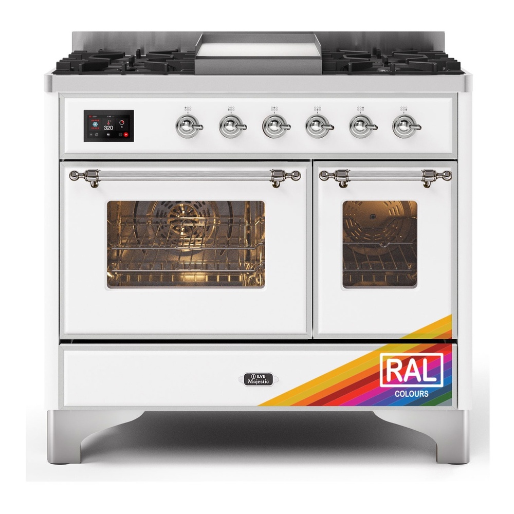 Majestic II 40 UMD10FDNS3RAC Freestanding Dual Fuel Range with 6 Sealed Burners with Griddle Double Oven with Triple Glass Door with Chrome knobs UMD10FDNS3RAC