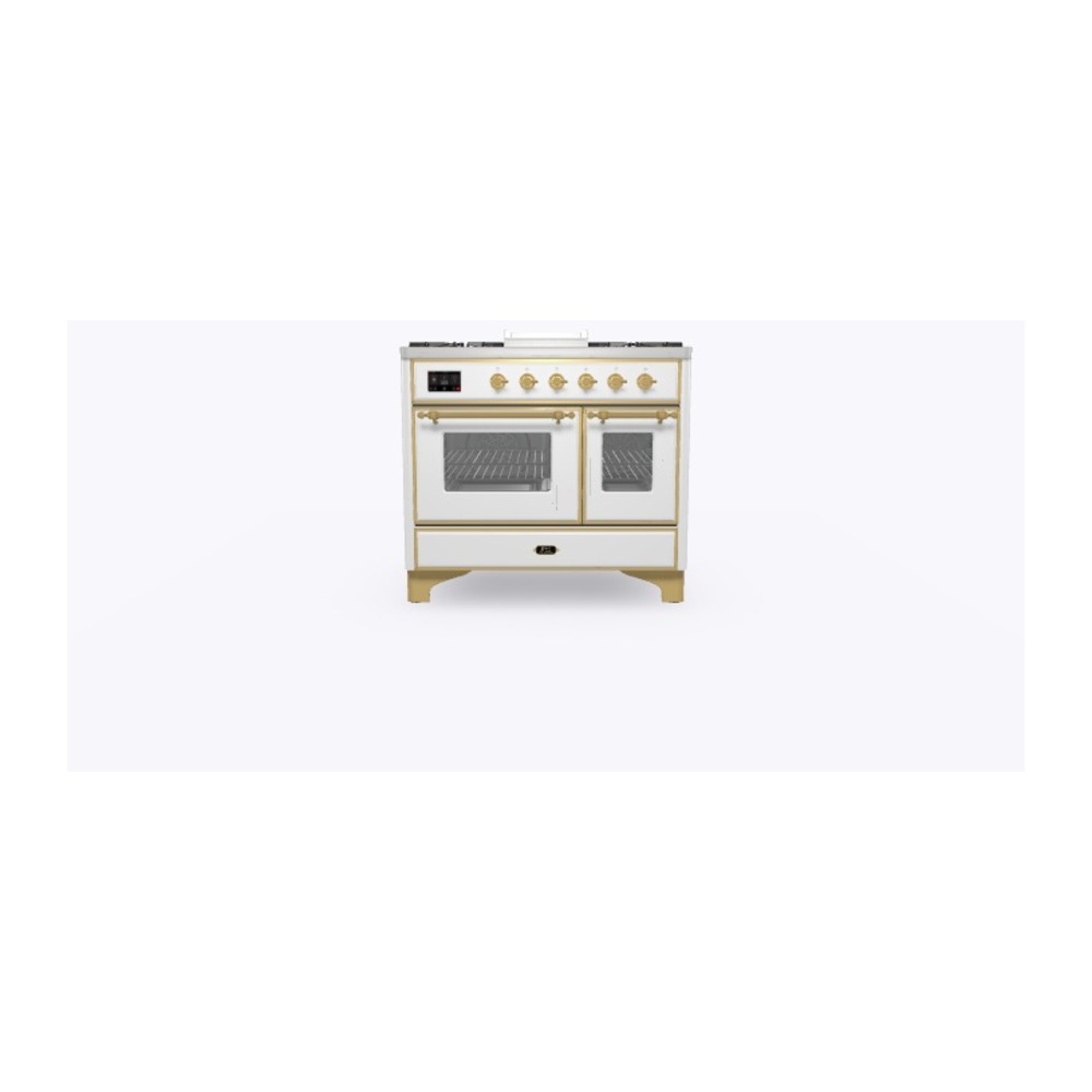 Majestic II 40 UMD10FDNS3RAG Freestanding Dual Fuel Range with 6 Sealed Burners with Griddle Double Oven with Triple Glass Door with Brass knobs UMD10FDNS3RAG