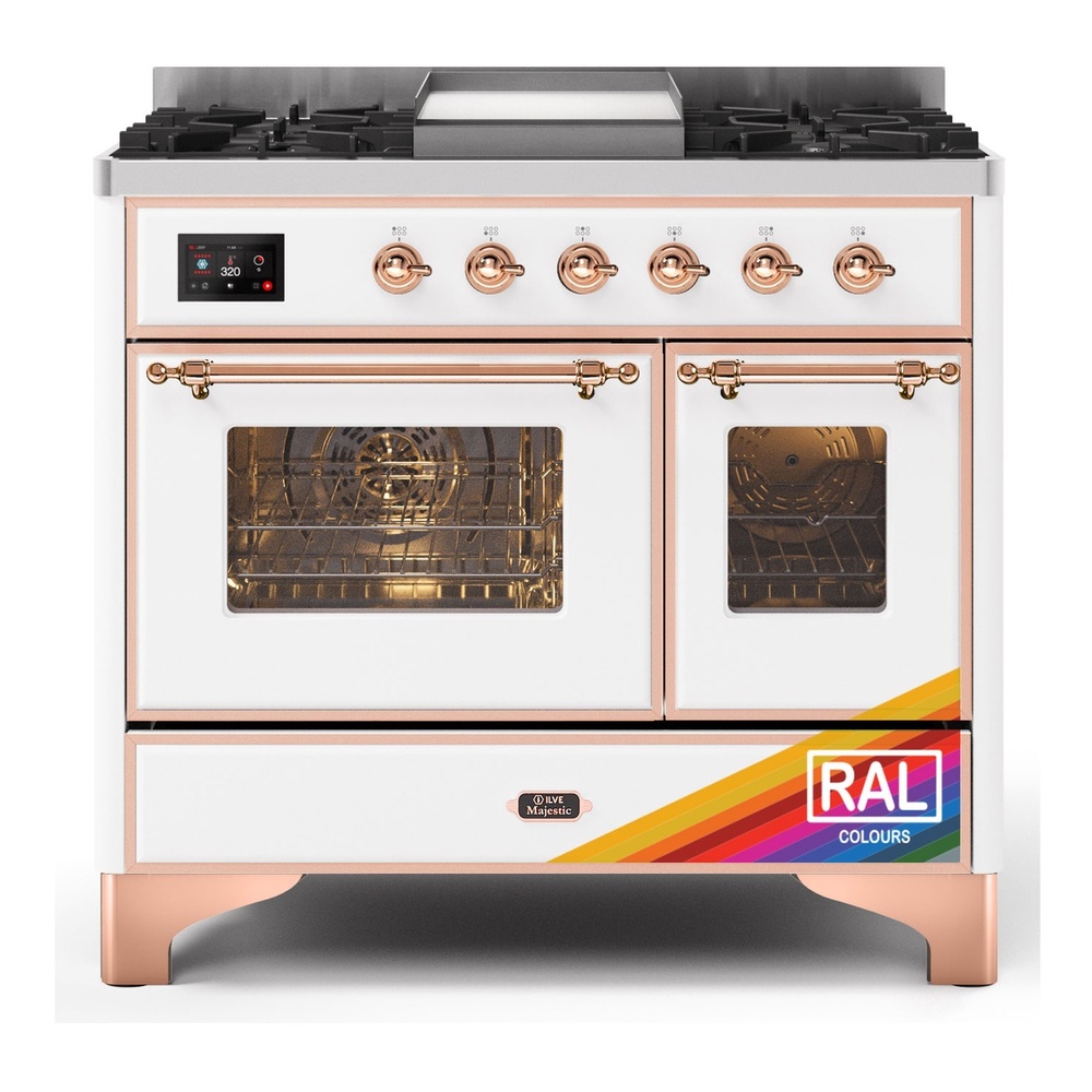 Majestic II 40 UMD10FDNS3RAP Freestanding Dual Fuel Range with 6 Sealed Burners with Griddle Double Oven with Triple Glass Door with Copper knobs UMD10FDNS3RAP