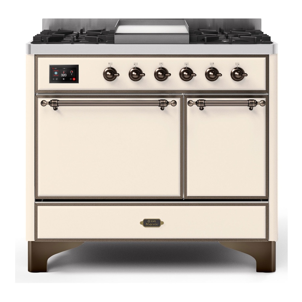 Majestic II Series 40 inch Freestanding Dual Fuel Range with Natural Gas, 6 Sealed Brass Burners, Double Ovens, 3.82 cu. ft. Total Oven Capacity, Griddle, Convection Oven, Continuous Grates, 