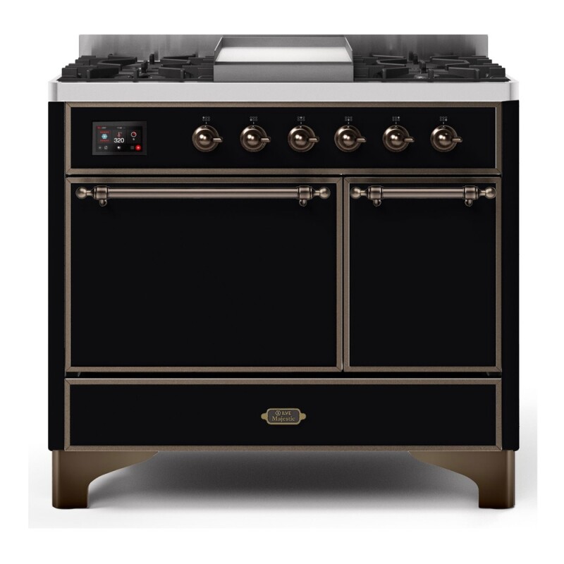 Majestic II Series 40 inch Freestanding Dual Fuel Range with Natural Gas, 6 Sealed Brass Burners, Double Ovens, 3.82 cu. ft. Total Oven Capacity, Griddle, Convection Oven, Continuous Grates, 