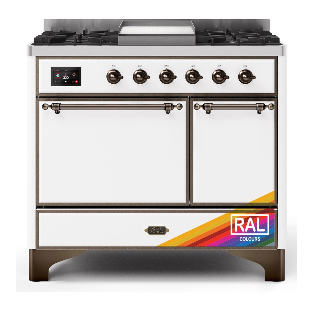 Majestic II 40 UMD10FDQNS3RAB Freestanding Dual Fuel Range with 6 Sealed Burners with Griddle Double Oven with Solid Door with Bronze knobs UMD10FDQNS3RABLP