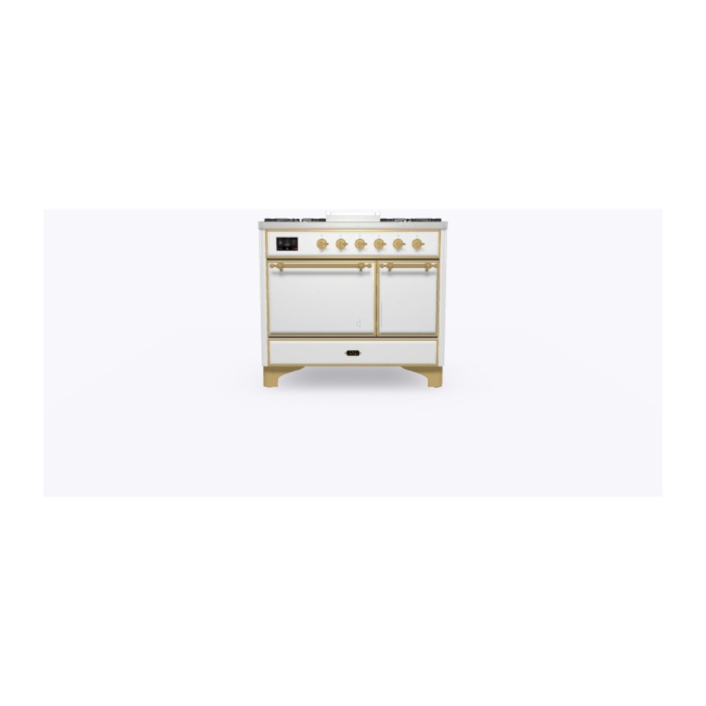 Majestic II 40 UMD10FDQNS3RAG Freestanding Dual Fuel Range with 6 Sealed Burners with Griddle Double Oven with Solid Door with Brass knobs UMD10FDQNS3RAGLP