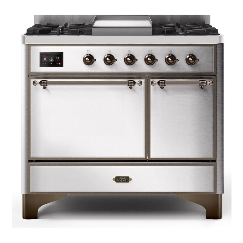 Majestic II Series 40 inch Freestanding Dual Fuel Range with Natural Gas, 6 Sealed Brass Burners, Double Ovens, 3.82 cu. ft. Total Oven Capacity, Griddle, Convection Oven, Continuous Grates, 