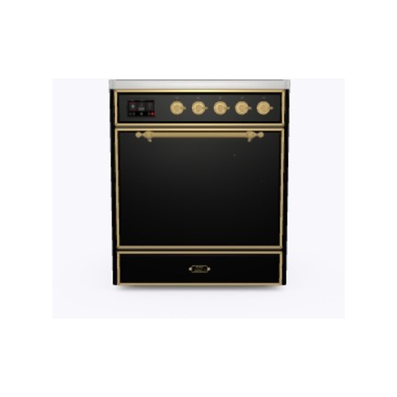 Majestic II Series 30 inch Freestanding Electric Induction Range with 4 Elements, Smoothtop Cooktop, 4 cu. ft. Total Oven Capacity, Convection Oven, with Brass Trim UMI30QNE3BKG