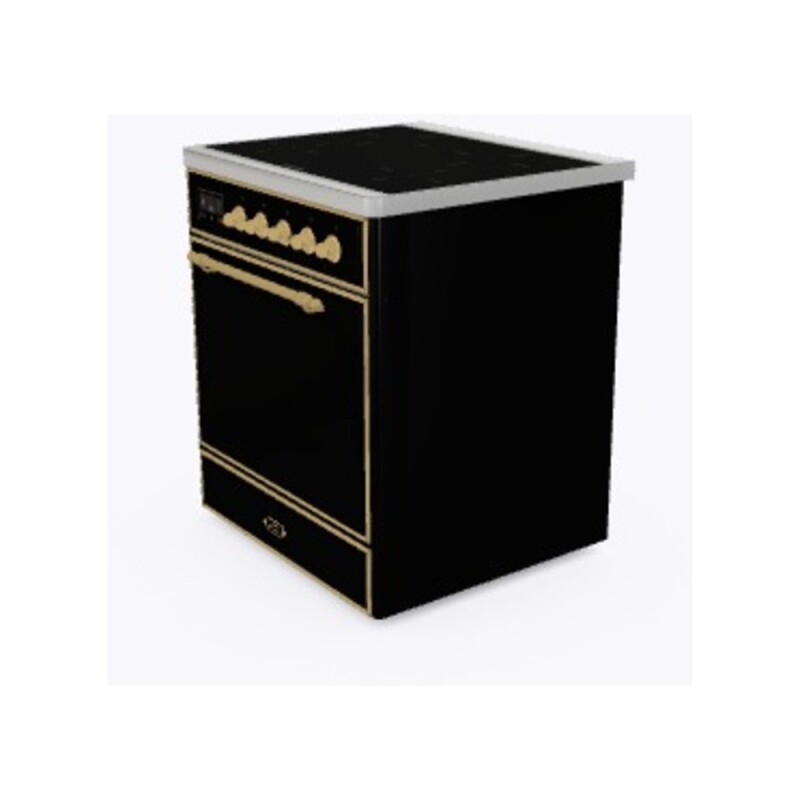 Majestic II Series 30 inch Freestanding Electric Induction Range with 4 Elements, Smoothtop Cooktop, 4 cu. ft. Total Oven Capacity, Convection Oven, with Brass Trim UMI30QNE3BKG