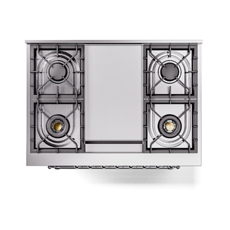 Nostalgie II Noblesse 36″ Dual Fuel Range (Natural Gas, Triple Glass Door, Burgundy, Chrome) UN36FNMPBUC