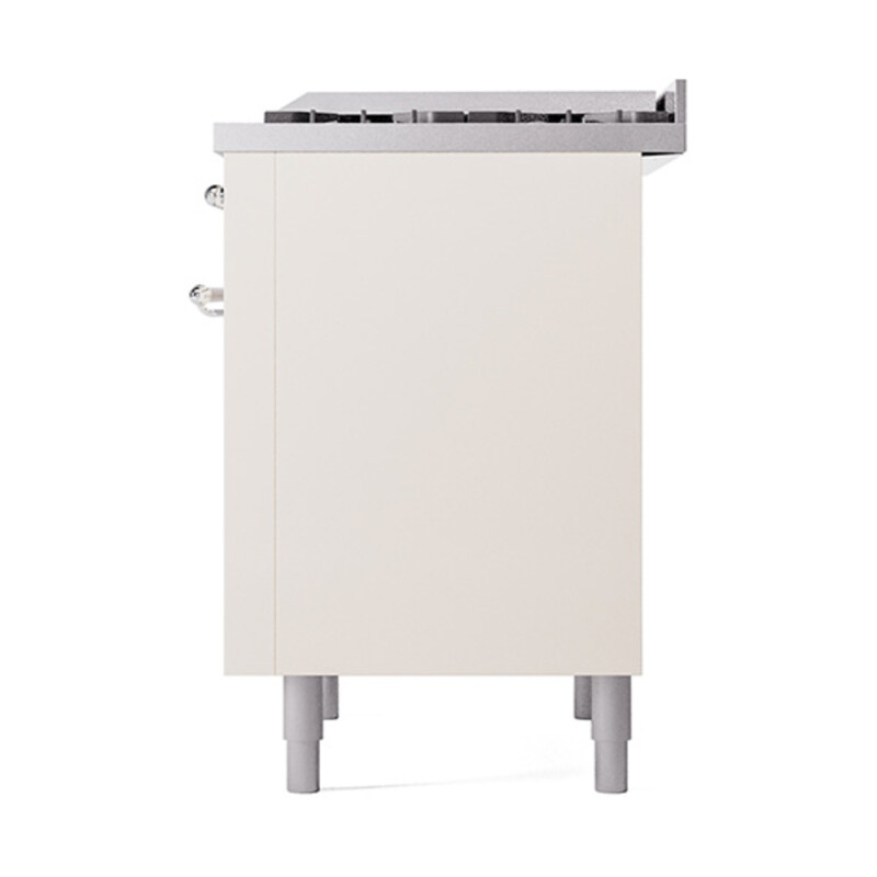 Nostalgie II Noblesse 36″ Dual Fuel Range (Natural Gas, Solid Door, Antique White, Chrome) UN36FQNMPAWC