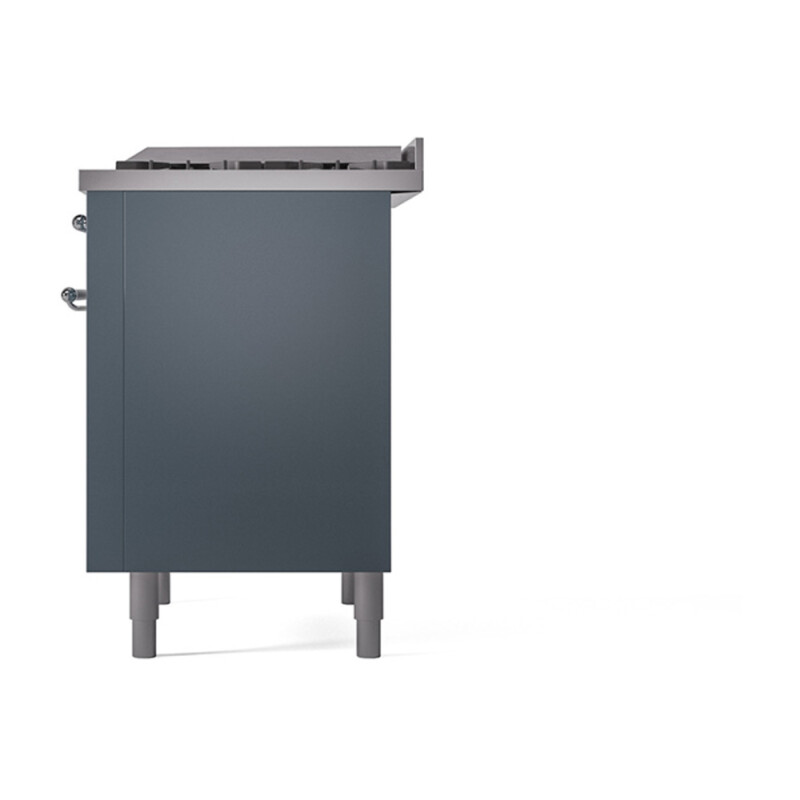 Nostalgie II Noblesse 36″ Dual Fuel Range (Natural Gas, Solid Door, Blue Grey, Chrome) UN36FQNMPBGC