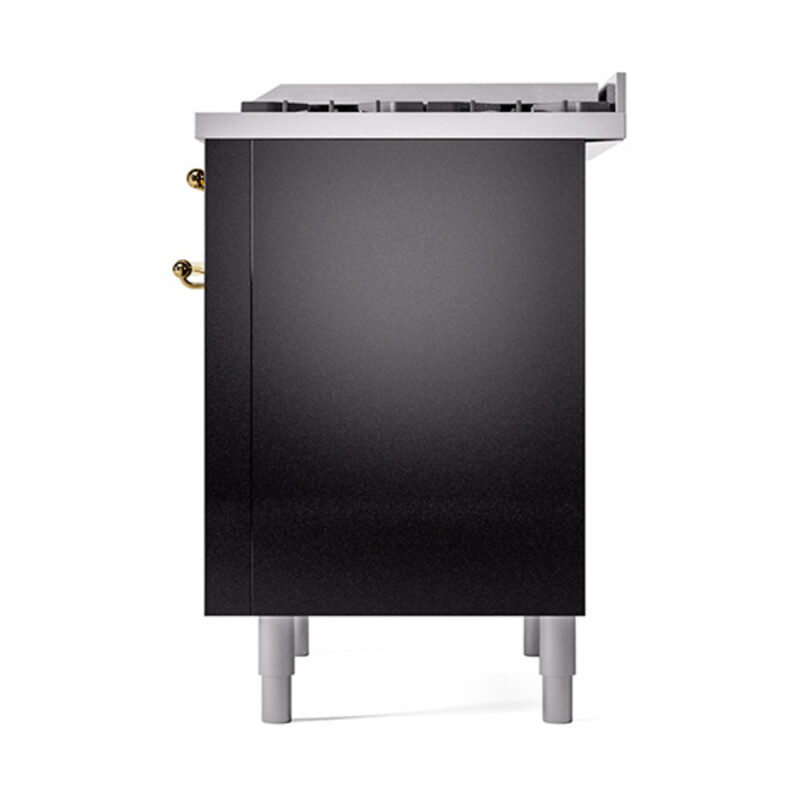 Nostalgie II Noblesse 36″ Dual Fuel Range (Natural Gas, Solid Door, Glossy Black, Brass) UN36FQNMPBKG