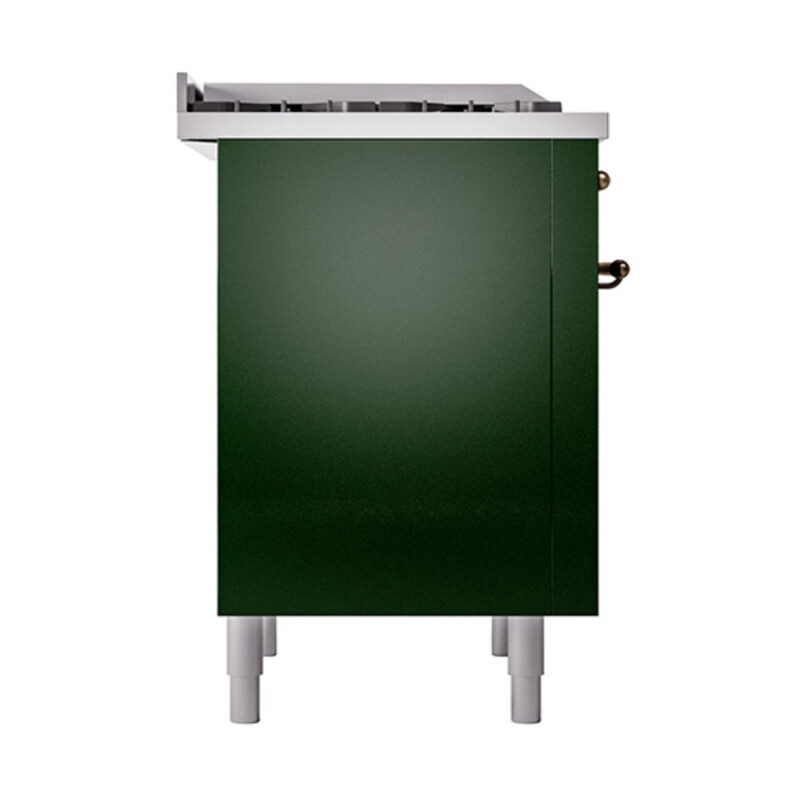 Nostalgie II Noblesse 36″ Dual Fuel Range (Liquid Propane, Solid Door, Emerald Green, Burnished) UN36FQNMPEGBLP