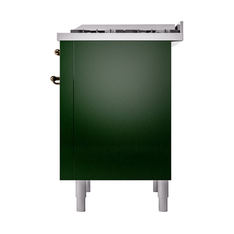 Nostalgie II Noblesse 36″ Dual Fuel Range (Liquid Propane, Solid Door, Emerald Green, Burnished) UN36FQNMPEGBLP