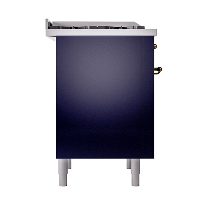 Nostalgie II Noblesse 36″ Dual Fuel Range (Natural Gas, Solid Door, Midnight Blue, Burnished) UN36FQNMPMBB