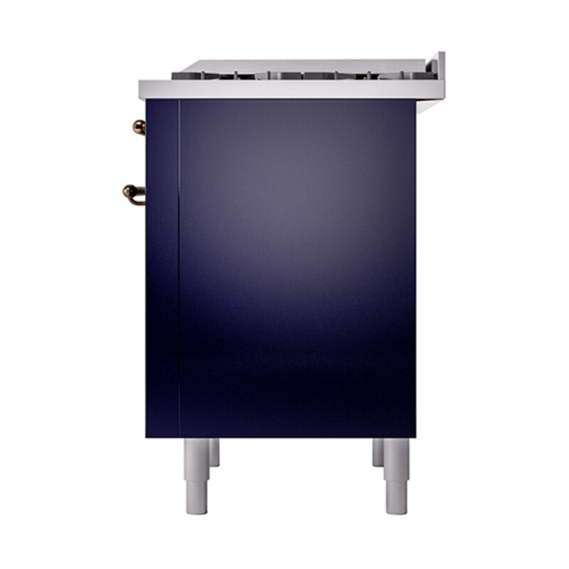 Nostalgie II Noblesse 36″ Dual Fuel Range (Natural Gas, Solid Door, Midnight Blue, Burnished) UN36FQNMPMBB