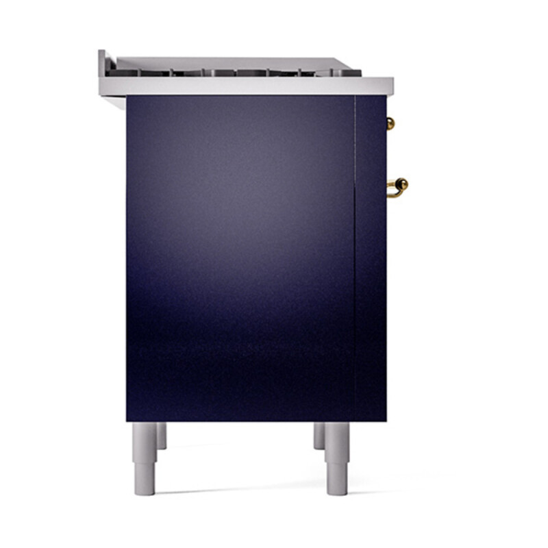 Nostalgie II Noblesse 36″ Dual Fuel Range (Natural Gas, Solid Door, Midnight Blue, Brass) UN36FQNMPMBG