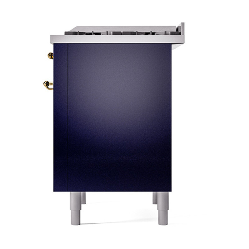 Nostalgie II Noblesse 36″ Dual Fuel Range (Natural Gas, Solid Door, Midnight Blue, Brass) UN36FQNMPMBG